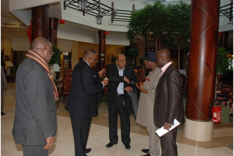 Dr. Ken Giami welcoming Dr. Mo Ibrahim in Paris